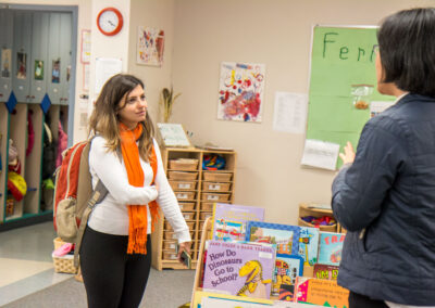 Visiting Brazilian researcher Patricia Pastorello tours the Ruth Staples Child Development Lab on UNL's East Campus.