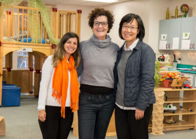 Patricia Pastorello, Gisela Wajskop and Soo-Young Hong in Ruth Staples classroom.